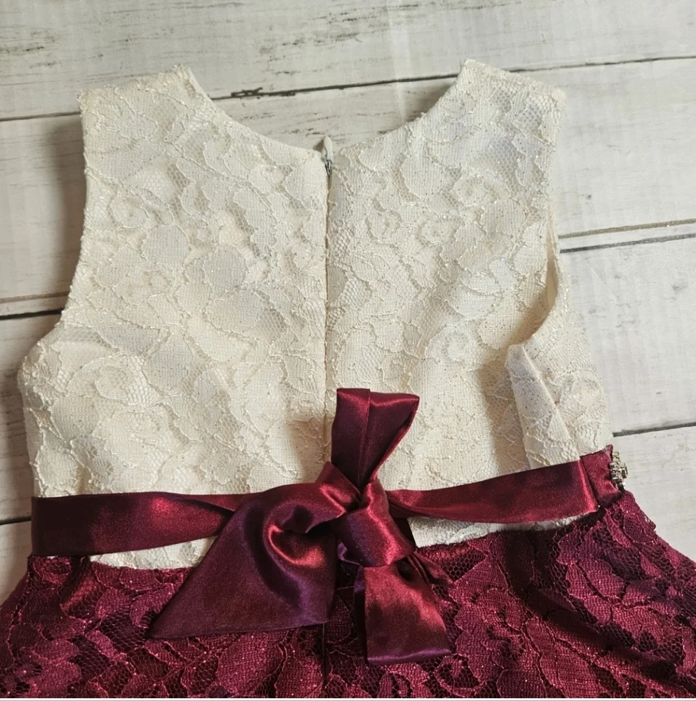 Sweet‎ Charmers Burgundy Lace Overlay Dress Size 3T Holiday Special Spring
